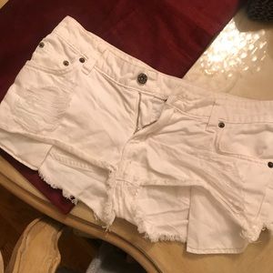 White jean short shorts